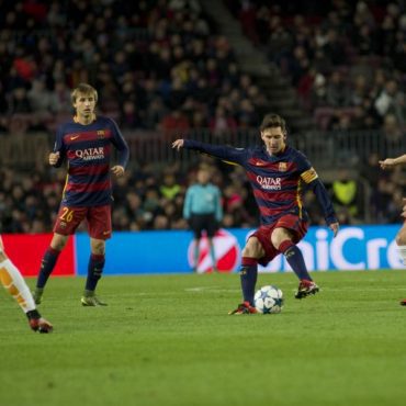 Lionel Messi im Einsatz für Barcelona gegen Rom; © Lino De Vallier/XINHUA-NAMPA