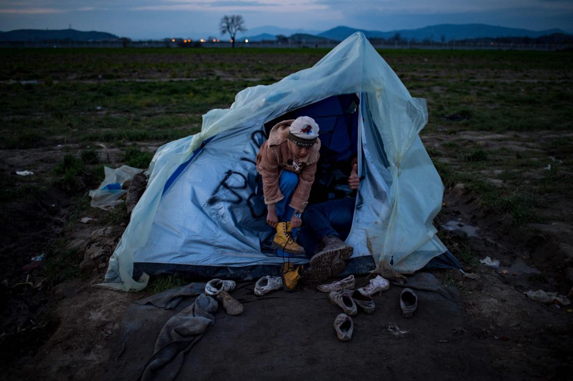 Flüchtlinge in Griechenland; © Andrej Isakovic/AFP-NAMPA