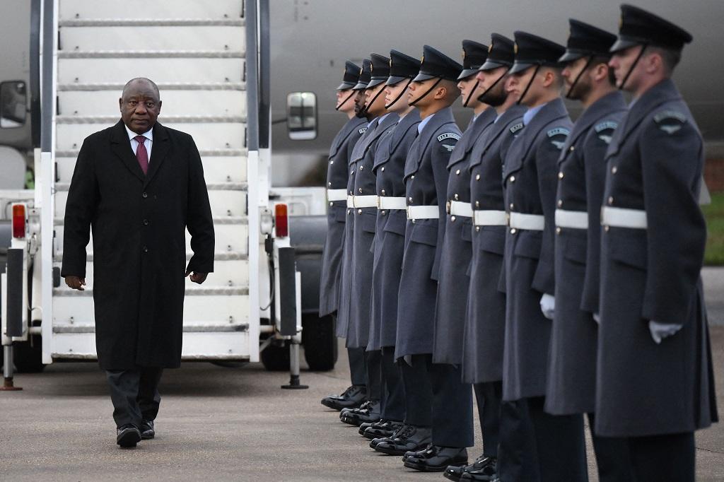 Südafrikas Präsident Cyril Ramaphosa befindet sich aktuell auf Staatsbesuch in Großbritannien; © Daniel Leal/AFP