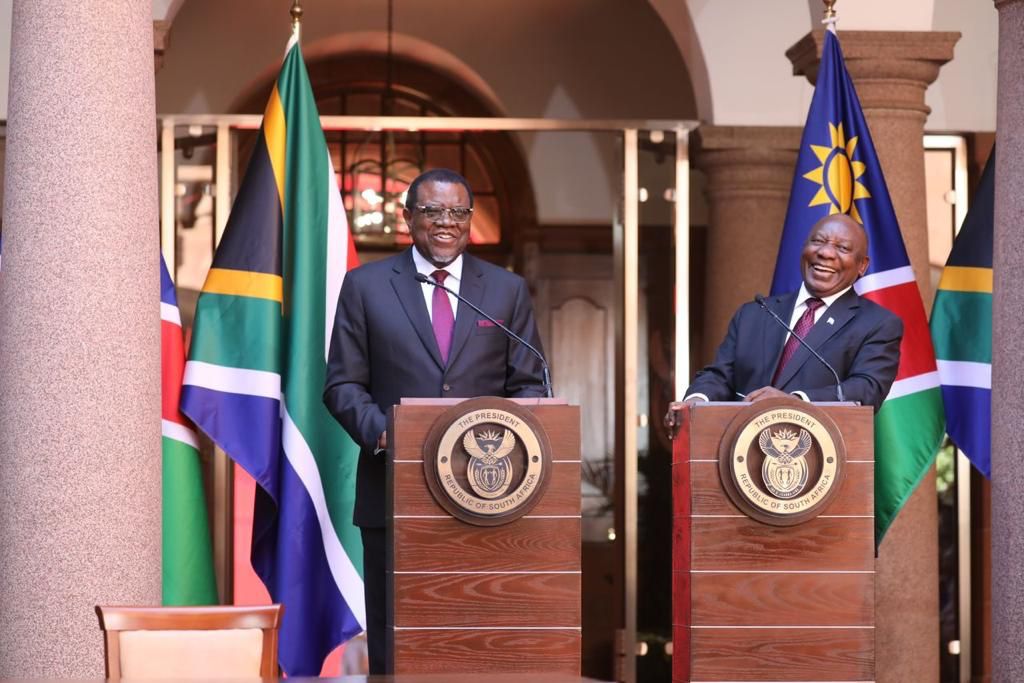 Geingob (links) und Ramaphosa in Pretoria; © Office of the President