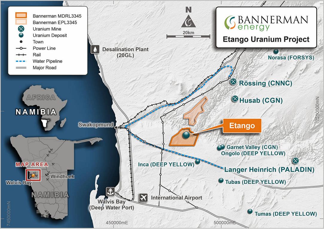 Bei Etango soll ab 2027 Uran abgebaut werden; © Bannerman Energy