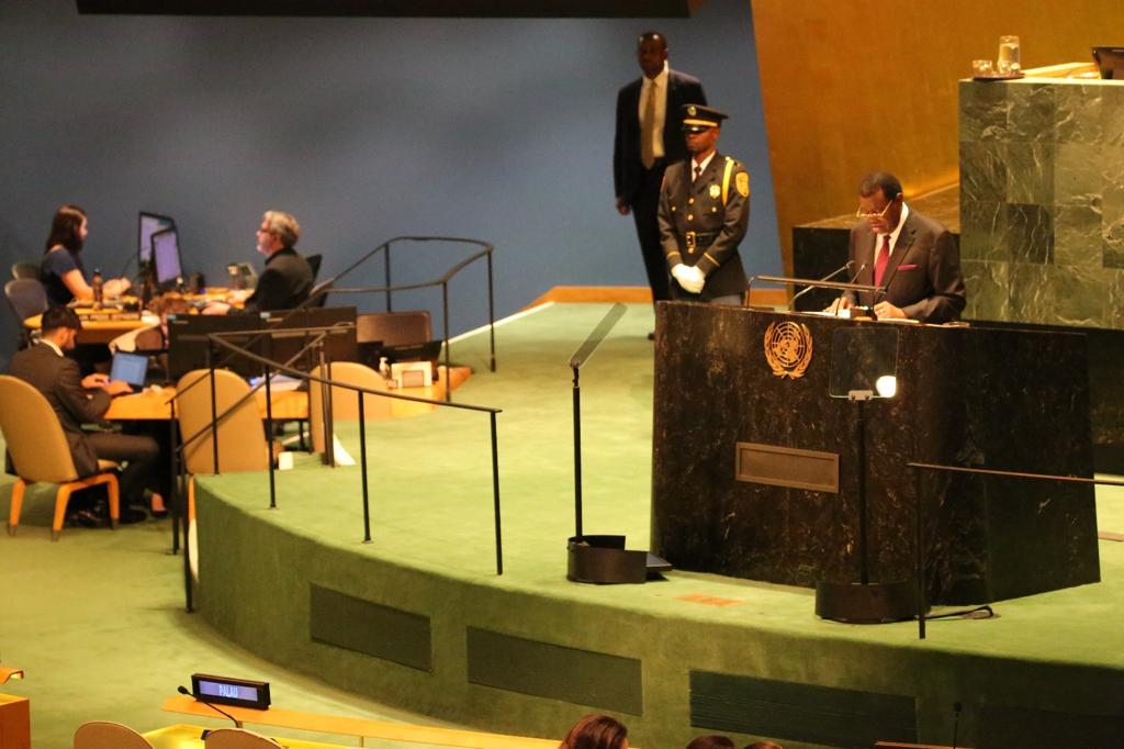 Staatspräsident Hage Geingob vor der UN-Vollversammlung in New York; © Office of the Namibian President