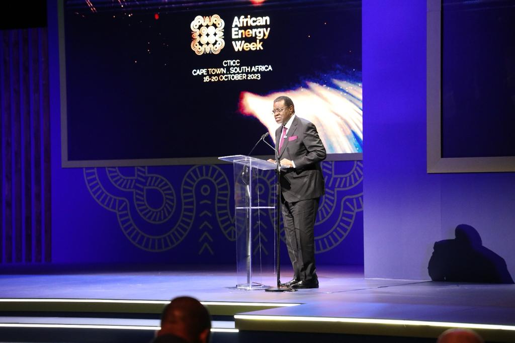 Staatspräsident Hage Geingob spricht vor der Africa Energy Week in Kapstadt; © Office of the Namibian President