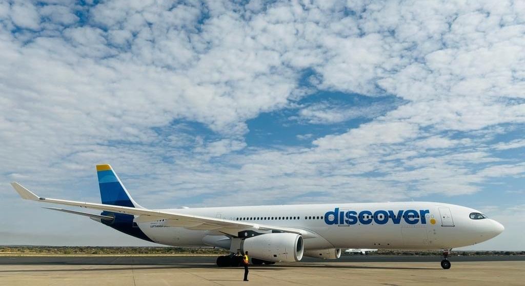 Eine Maschine von Discover Airline auf dem Hosea-Kutako-Flughafen; © Discover Airlines/Facebook