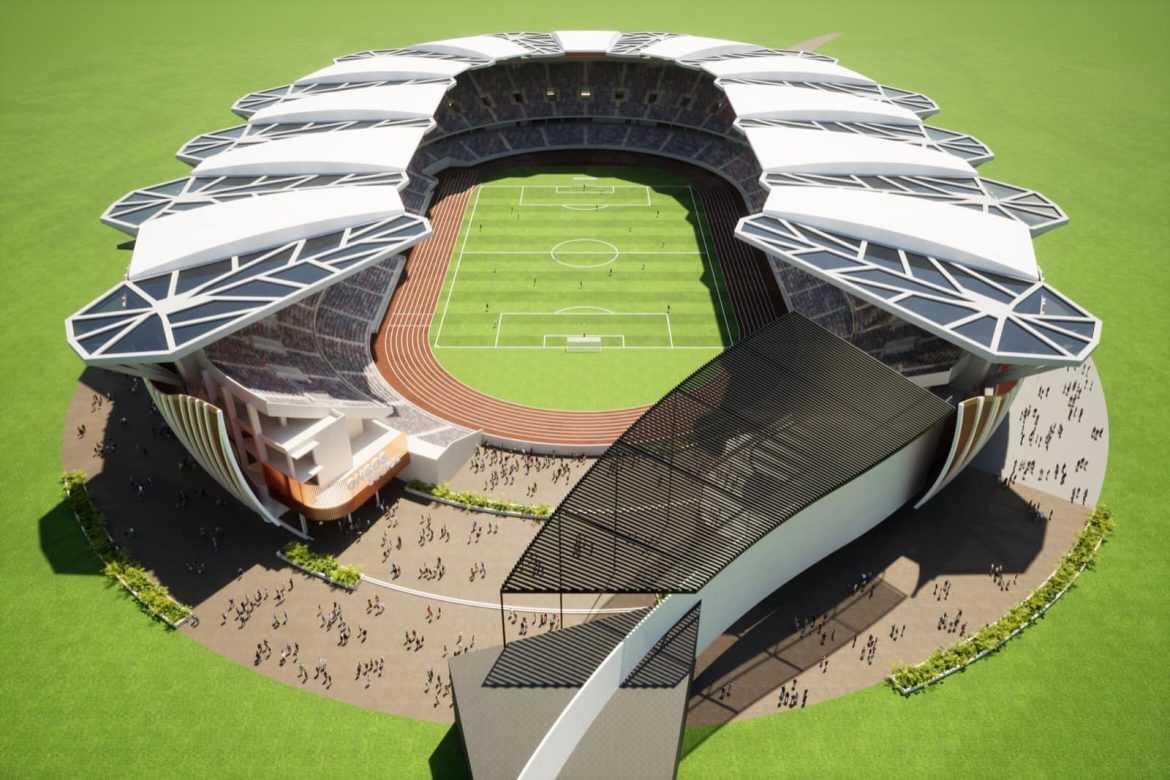 Das geplante Fußball- und Leichtathletikstadion im Ongos Valley; © Ongos Valley/Facebook